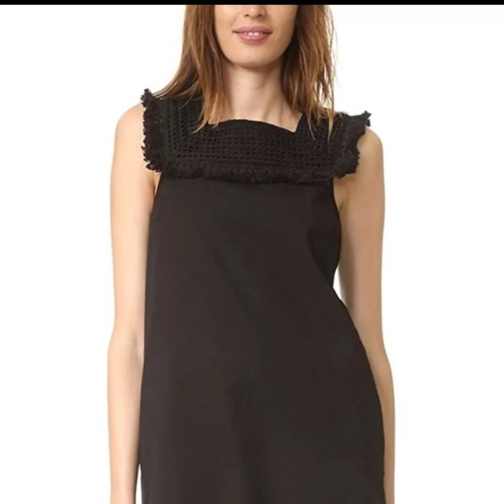 Madewell Sun Dream Fringe Elegant Black Sleeveless Dress Sz 8